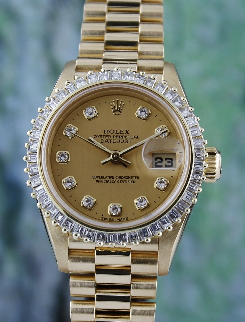 (image for) A ROLEX LADY 18K YELLOW GOLD OYSTER PERPETUAL DATEJUST - 69178
